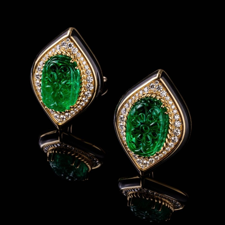 Venezia, Coloured gem, diamond and enamel earrings